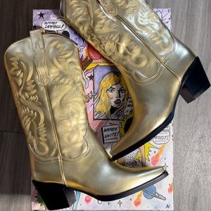 Gold Jeffrey Campbell Dagget Cowboy Boots